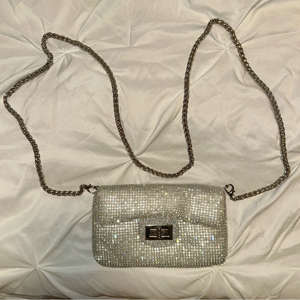 Rhinestone Silver Bag